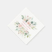 Serviette En Papier Mariage Floral Elegant Rose Chic Date Nom du scrip (Coin)