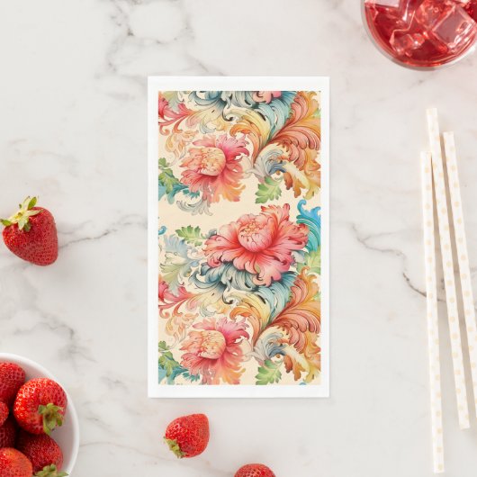 Serviette En Papier Mariage floral élégant victorien  (En situation)