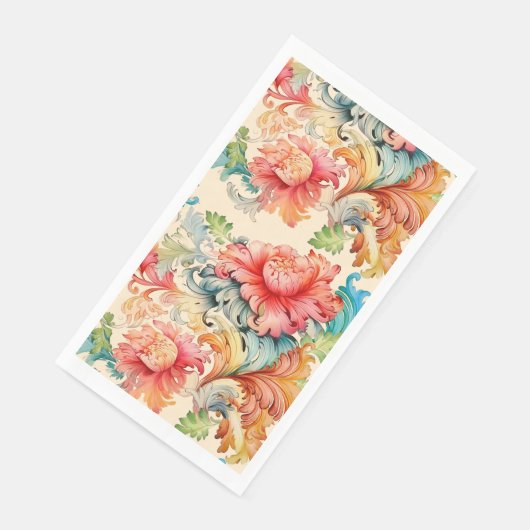 Serviette En Papier Mariage floral élégant victorien  (Coin)