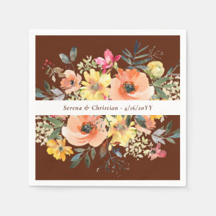 Serviette En Papier Mariage floral en terre cuite rouille