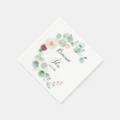 Serviette En Papier Mariage floral Eucalyptus contemporain Napkin (Coin)