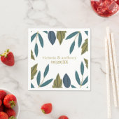 Serviette En Papier Mariage floral feuille rustique (En situation)