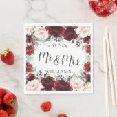 Serviette En Papier Mariage Floral Fleur Burgundy Blush Bébé Shower (En situation)