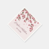 Serviette En Papier Mariage Floral Fleur de Cerisier Rose (Coin)