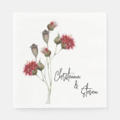 Serviette En Papier Mariage floral Fleur sauvage de chardon rouge (Devant)