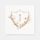 Serviette En Papier Mariage floral fleur sauvage Peach (Devant)