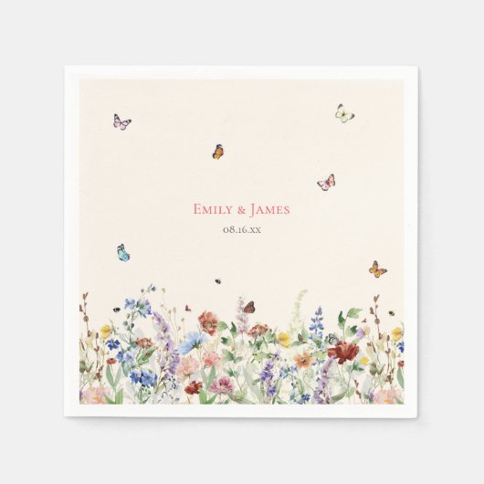 Serviette En Papier Mariage Floral Fleur sauvage rustique (Devant)