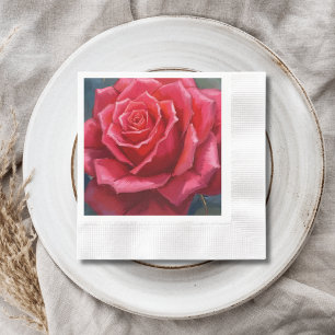 Serviette En Papier Mariage Floral Formel Aquarelle Rose Rouge