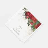 Serviette En Papier Mariage Floral frontalier des Roses rouges (Coin)