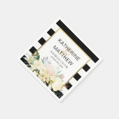 Serviette En Papier Mariage Floral Gold Black White (Coin)