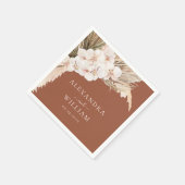 Serviette En Papier Mariage Floral Grass Pampas en Terracotta moderne (Coin)