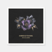 Serviette En Papier Mariage Floral gris violet noir (Devant)