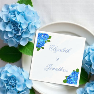 Serviette En Papier Mariage Floral Hydrangea Bleu