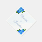 Serviette En Papier Mariage Floral Hydrangea Bleu (Coin)