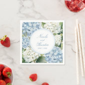 Serviette En Papier Mariage Floral Hydrangea Bleu Poussiéreux (En situation)