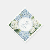 Serviette En Papier Mariage Floral Hydrangea Bleu Poussiéreux (Coin)