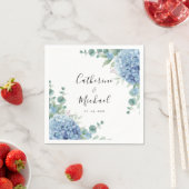 Serviette En Papier Mariage Floral Hydrangea Bleue (En situation)