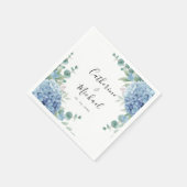 Serviette En Papier Mariage Floral Hydrangea Bleue (Coin)