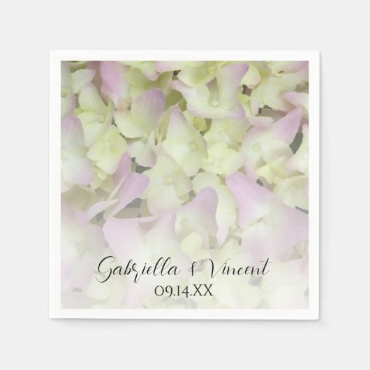 Serviette En Papier Mariage Floral Hydrangea Presque rose (Devant)