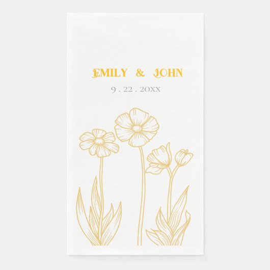 Serviette En Papier Mariage floral jaune et blanc (Devant)