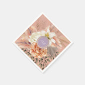 Serviette En Papier Mariage floral lilas pêche (Coin)