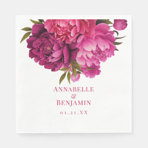 Serviette En Papier Mariage floral Magenta Peony