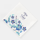 Serviette En Papier Mariage Floral mexicain bleu et blanc (Coin)