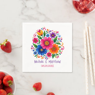 Serviette En Papier Mariage Floral Mexicain Coloré