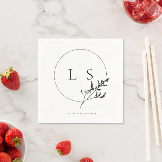 Serviette En Papier Mariage floral minimal et chic (En situation)