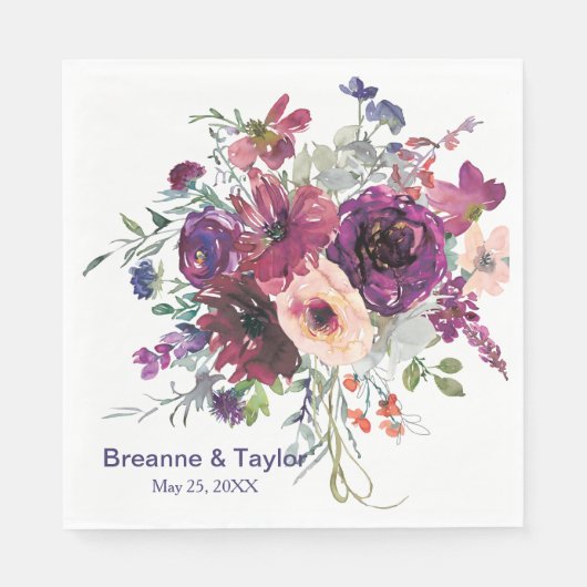 Serviette En Papier Mariage Floral moderne (Devant)