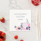 Serviette En Papier Mariage floral moderne Blush et Navy (En situation)
