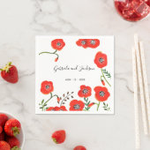 Serviette En Papier Mariage floral moderne des pavots rouges (En situation)