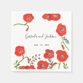Serviette En Papier Mariage floral moderne des pavots rouges (Devant)