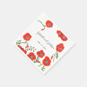 Serviette En Papier Mariage floral moderne des pavots rouges (Coin)