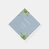 Serviette En Papier Mariage floral moderne Dusty bleu vert (Coin)
