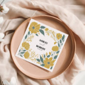 Serviette En Papier Mariage floral moderne jaune betercup