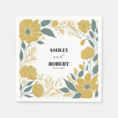 Serviette En Papier Mariage floral moderne jaune betercup (Devant)