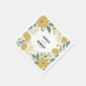Serviette En Papier Mariage floral moderne jaune betercup (Coin)
