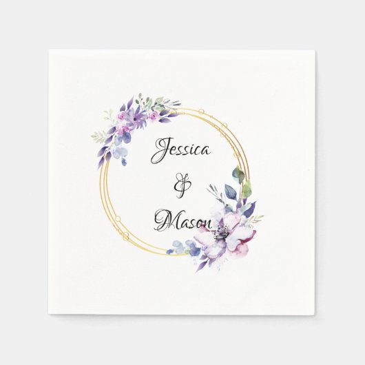 Serviette En Papier Mariage floral moderne personnalisé (Devant)