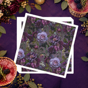 Serviette En Papier Mariage Floral Moderne Violet Lavande Sombre et My