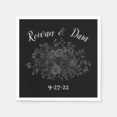 Serviette En Papier Mariage Floral noir (Devant)