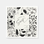 Serviette En Papier Mariage Floral Noir (Devant)