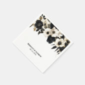 Serviette En Papier Mariage floral noir et blanc (Coin)