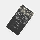 Serviette En Papier Mariage Floral Noir Et Blanc (Coin)