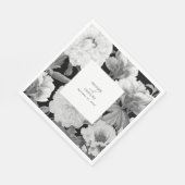 Serviette En Papier Mariage floral noir et blanc Peonies d'aquarelle (Coin)