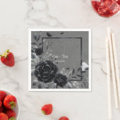 Serviette En Papier Mariage floral noir gothique (En situation)