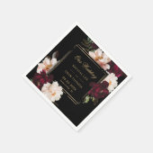 Serviette En Papier Mariage floral noir noir foncé Moody Bourgogne (Coin)