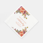 Serviette En Papier Mariage Floral Orange Bourgogne rouille (Coin)