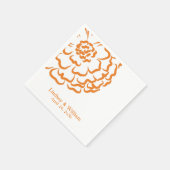 Serviette En Papier Mariage floral orange personnalisé (Coin)
