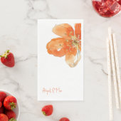 Serviette En Papier Mariage Floral Orange personnalisé (En situation)